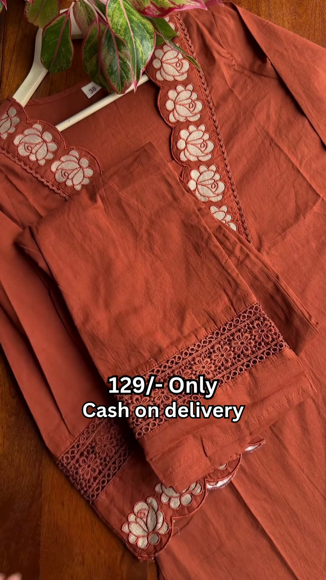 Rustic Terracotta Floral Embroidered Designer Kurti πΊπ€β¨ - Image 6