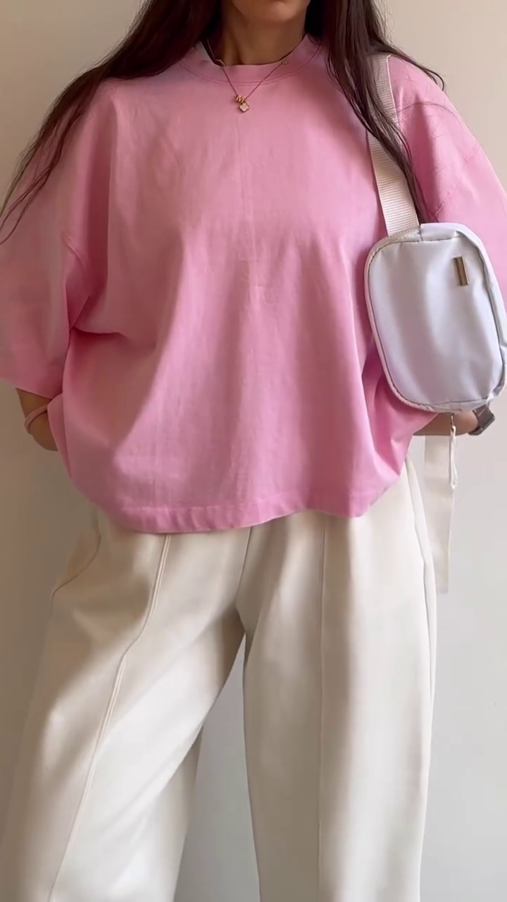 πΈ Dreamy Pastel Oversized Korean Style Cotton Tee for Women π | Relaxed Fit Casual Streetwear Top | Soft Aesthetic Summer T-Shirt π